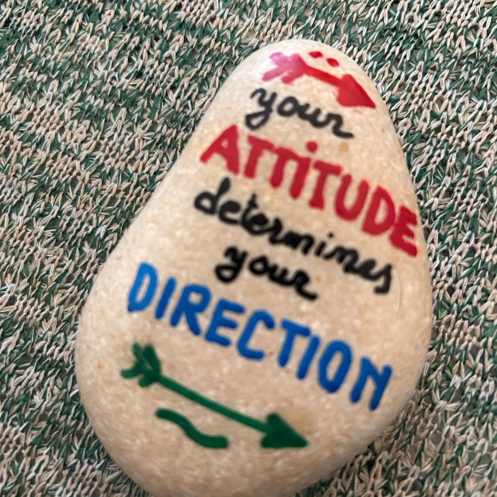 Inspirational Painted Stone with Red, Black, and Blue Text